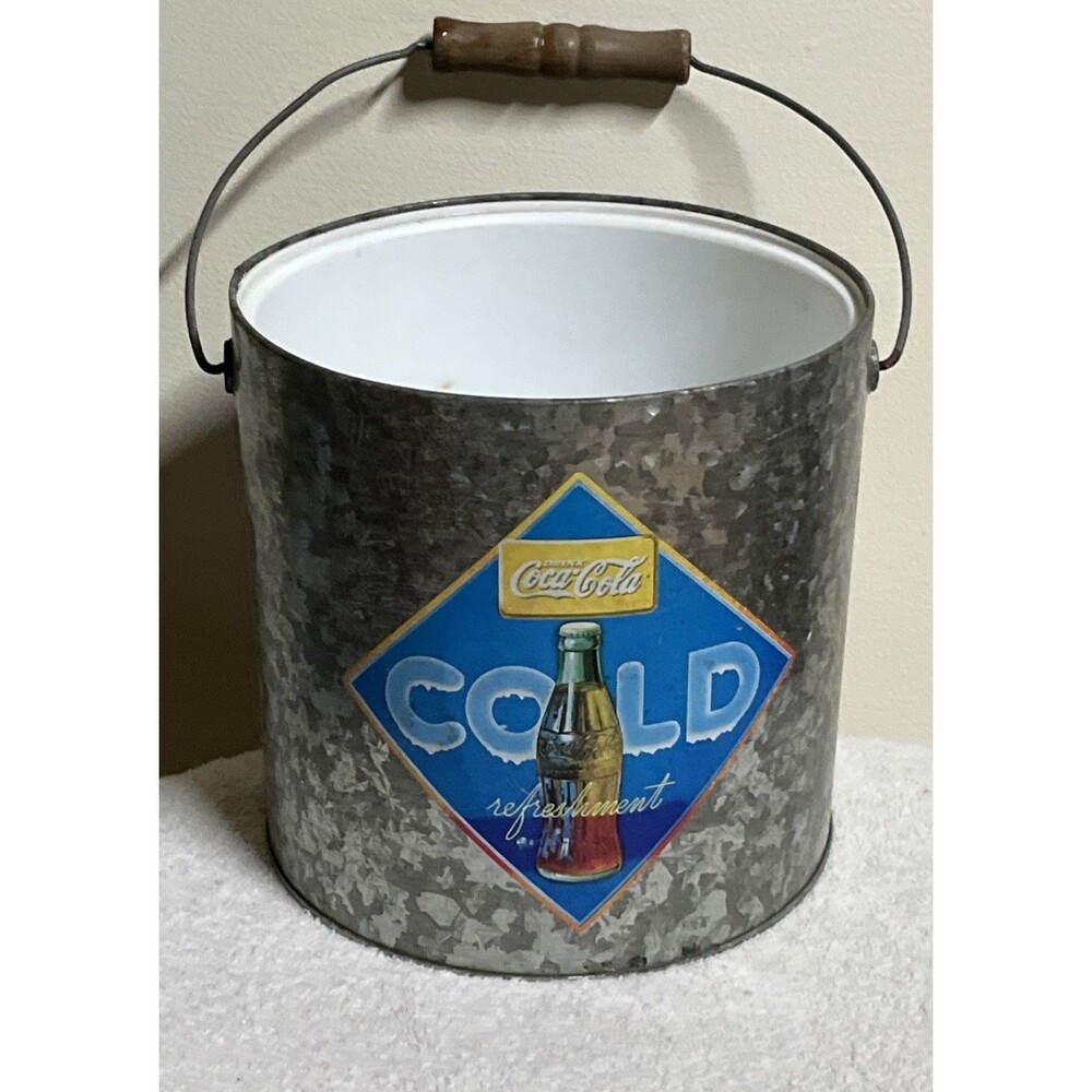 Coca Cola Coke Cold Refreshment Galvanized Steel Ice Pail With Bucket No Lid
